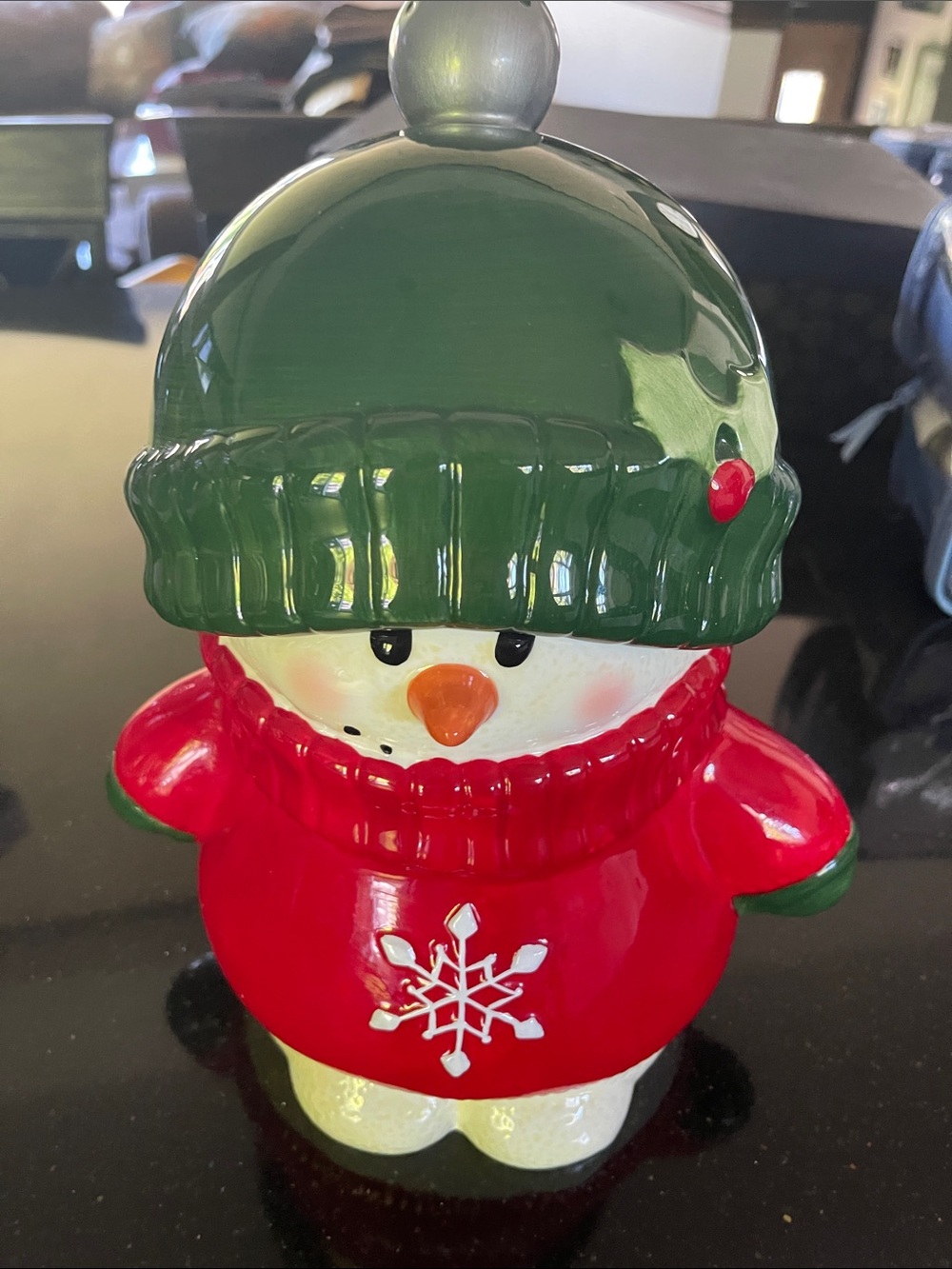 Hallmark Red and Green Snowman Cookie Jar
